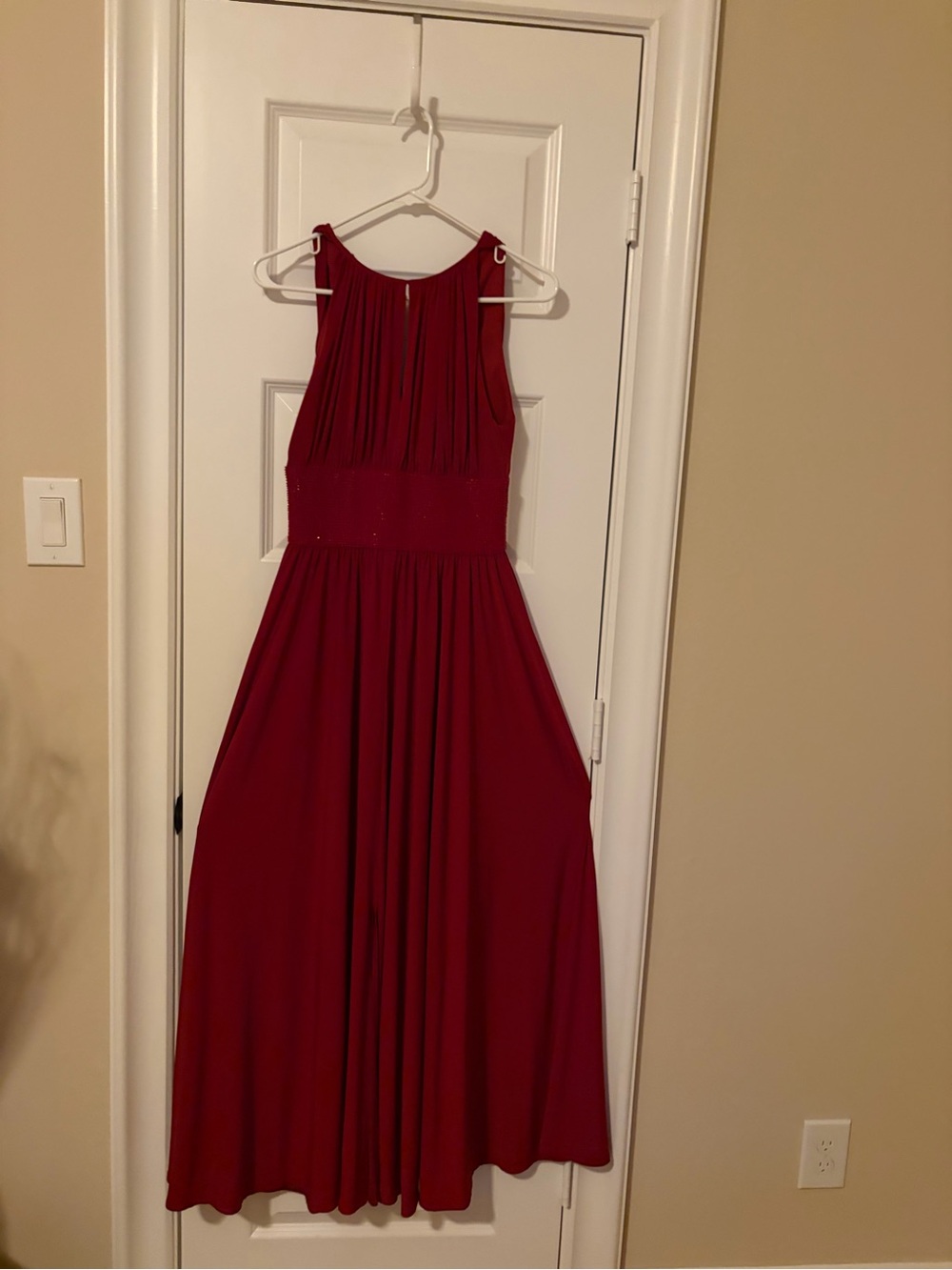R&M Richards Ruby Red Sleeveless Maxi Gown